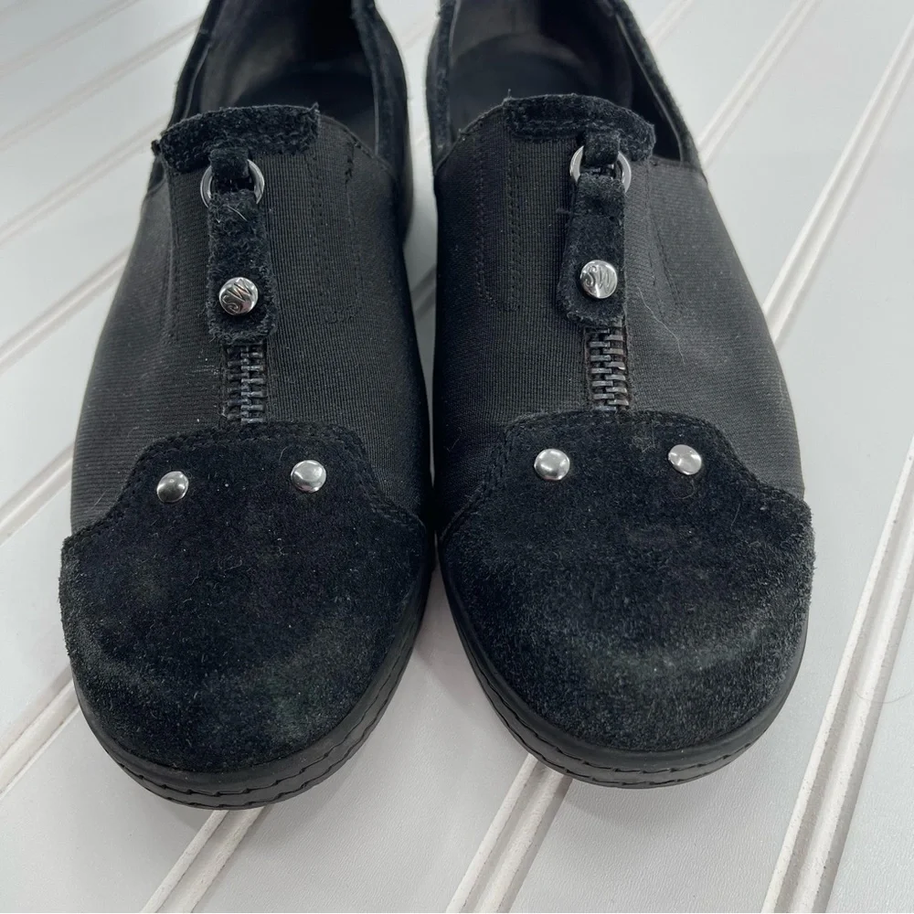 STUART WEITZMAN BLACK GOFORTH SUEDE WEDGE SLIP-ON SIZE 7